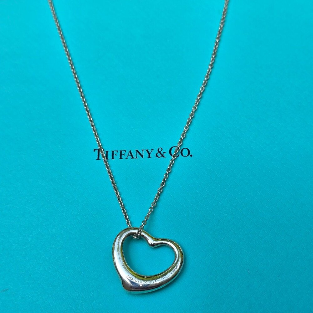 Tiffany & Open Heart Pendant. 22mm on 16" Chain